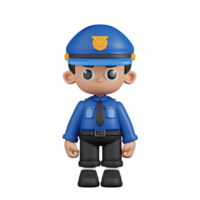 3d personagem policial em pé pose. 3d render isolado em transparente pano de fundo. png