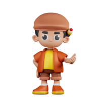 3d personagem artista apontando Próximo pose. 3d render isolado em transparente pano de fundo. png