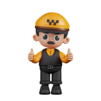 3d Character Taxi Driver Giving A Thumb Up Pose. 3d render isolated on transparent backdrop. png