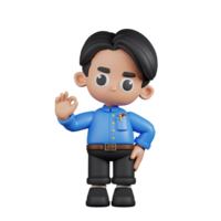 3d Character Teacher Giving Ok Sign Pose. 3d render isolated on transparent backdrop. png