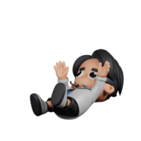 3d Character Doctor Falling Pose. 3d render isolated on transparent backdrop. png