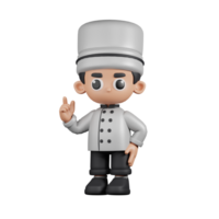 3d Character Chef Giving Advise Pose. 3d render isolated on transparent backdrop. png