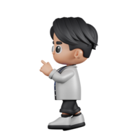 3d personagem médico toque esquerda pose. 3d render isolado em transparente pano de fundo. png