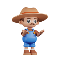 3d Character Farmer Angry Pose. 3d render isolated on transparent backdrop. png