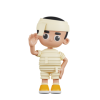 3d Character Mummy Greeting Pose. 3d render isolated on transparent backdrop. png