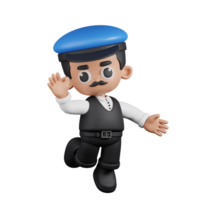 3d personagem motorista feliz pose. 3d render isolado em transparente pano de fundo. png