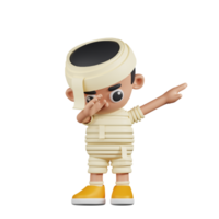 3d Character Mummy Showing DAB Pose. 3d render isolated on transparent backdrop. png