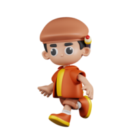 3d personagem artista corrida pose. 3d render isolado em transparente pano de fundo. png