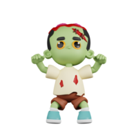 3d personagem zumbi com assustador pose. 3d render isolado em transparente pano de fundo. png