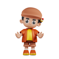 3d personagem artista fazendo a não idéia pose. 3d render isolado em transparente pano de fundo. png