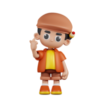 3d personagem artista dando mini amor pose. 3d render isolado em transparente pano de fundo. png