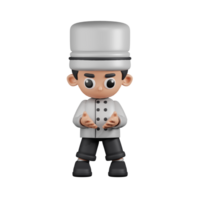 3d Character Chef Holding Something Pose. 3d render isolated on transparent backdrop. png