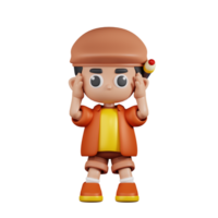 3d personagem artista tonto pose. 3d render isolado em transparente pano de fundo. png