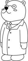 Bear Cartoon Character Cute Graduation Gown Uniform Full Body Outline vector