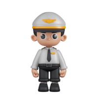 3d personagem piloto em pé pose. 3d render isolado em transparente pano de fundo. png