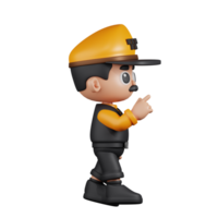 3d Character Taxi Driver Touch Pose. 3d render isolated on transparent backdrop. png