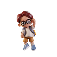 3d Character Student Congrats Pose. 3d render isolated on transparent backdrop. png
