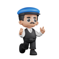 3d personnage chauffeur sentiment content pose. 3d rendre isolé sur transparent toile de fond. png