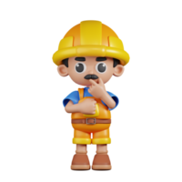 3d personagem construtor curioso poses. 3d render isolado em transparente pano de fundo. png