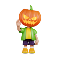 3d Character Pumpkin Greeting Pose. 3d render isolated on transparent backdrop. png