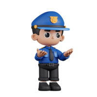 3d Character Policeman Angry Pose. 3d render isolated on transparent backdrop. png