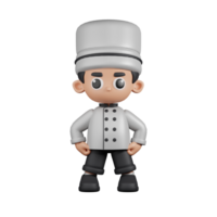 3d Character Chef Hero Stance Pose. 3d render isolated on transparent backdrop. png