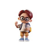 3d Character Student Congratulations Pose. 3d render isolated on transparent backdrop. png