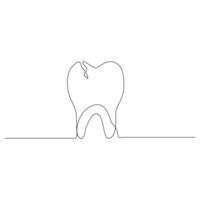 Continuous one line drawing of tooth outline vector drawing and tooth line icon design