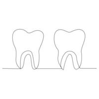 Continuous one line drawing of tooth outline vector drawing and tooth line icon design