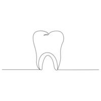 Continuous one line drawing of tooth outline vector drawing and tooth line icon design