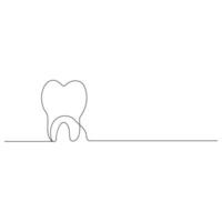 Continuous one line drawing of tooth outline vector drawing and tooth line icon design