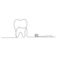 Continuous one line drawing of tooth outline vector drawing and tooth line icon design