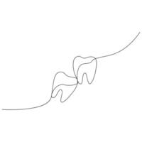 continuo uno línea dibujo de diente contorno vector dibujo y diente línea icono diseño
