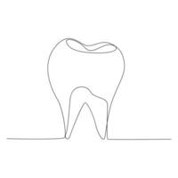 Continuous one line drawing of tooth outline vector drawing and tooth line icon design