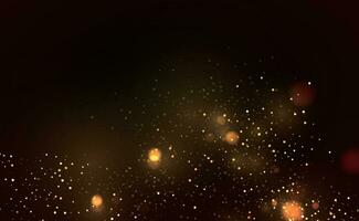 Sparkling dust particles. Glittering golden dust. Abstract background with bokeh effect. vector