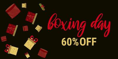 Boxing Day. Horizontal banner. Color Holiday Boxes vector