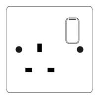 Power plug Socket Outlet type g one socket with switch Outline style vector