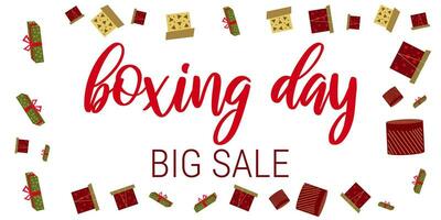 Boxing Day. Horizontal banner. Color Holiday Boxes vector