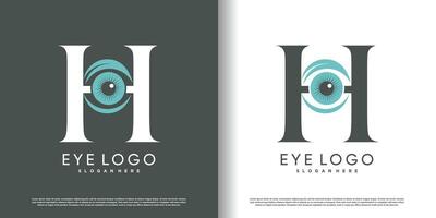 initial letter h logo design template with eye concept premium vector