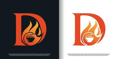 hot noodle design vector with initial d concept premium vector