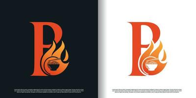 hot noodle design vector with initial b concept premium vector