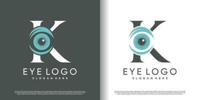 inicial letra k logo diseño modelo con ojo concepto prima vector