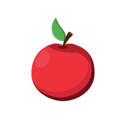 Red apple with green leaves