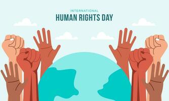 Hand Drawn International Human Rights Day Background with Hands vector