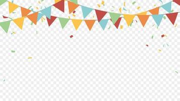 celebration bunting party pastel flags and confetti vector illustration