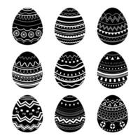 Easter eggs icon set, happy Easter festival isolated on white background, vector illustration