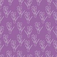 pattern white contour flowers crocuses on a purple vector