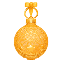 Natal dourado bola com fita ai gerado png