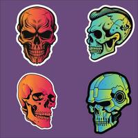 A Collection of Colorful Skull Stickers vector