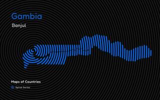 Abstract Map of Gambia in a Circle Spiral Pattern with a Capital of Banjul. African Set. vector